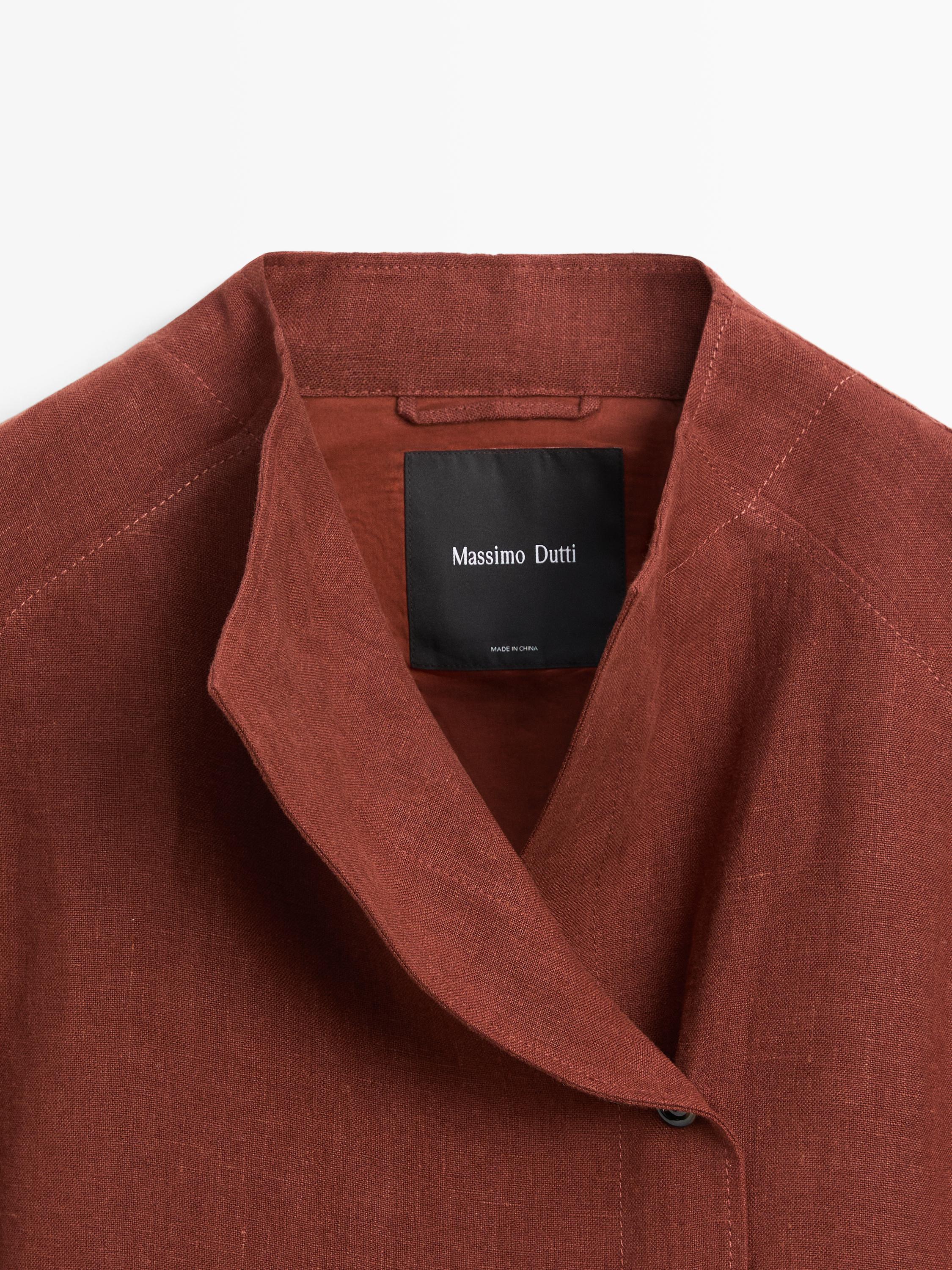 100% linen kimono with buttons and tie detail